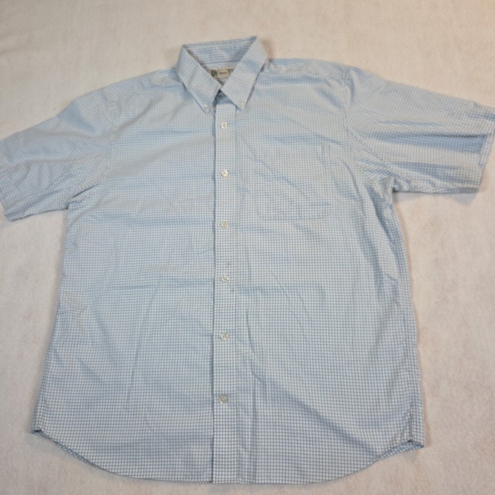 Duluth Trading Shirt Men's Size Large Short Sleeve Button Down Blue Plaid
